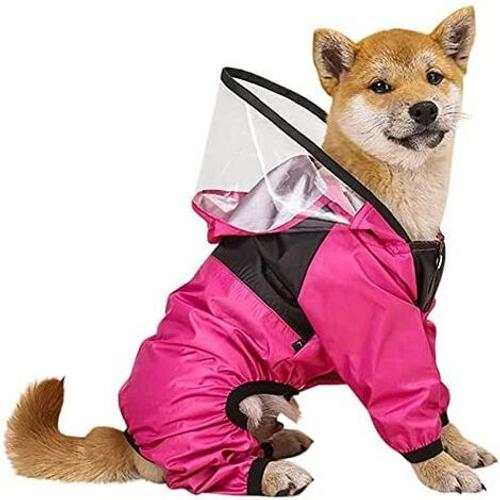 1 pièce Manteau de pluie pour chien avec capuche, veste imperméable avec bande  réfléchissante, manteau imperméable à capuche pour chiens de petite,  moyenne et grande taille (XS, rose)