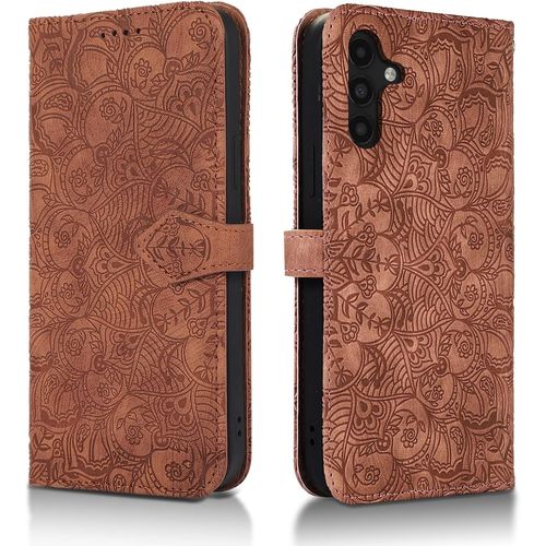 Kal-Coque Pour Samsung Galaxy A54 5g,Etui Protection Housse Premium En Cuir Pu,[Emplacements Cartes],[Fermeture Magnétique],Pochette Flip Portefeuille Case Pour Samsung Galaxy A54 5g,Brun