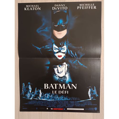 Batman Le Défi - Affiche De Cinéma Originale - Très Bon État, Affichée Une Fois - Format 40x54 Cm - Film De Tim Burton, Avec Michael Keaton, Michelle Pfeiffer - Poster - Année 1992