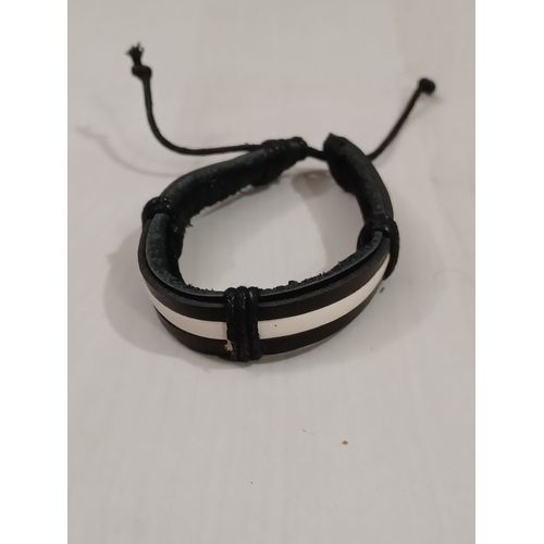 Bracelet Cuir Noir Et Blanc Reglable,Lanieres