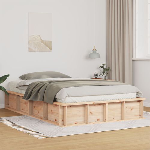 Vidaxl Cadre De Lit Avec Rangement À Levage 140x200 Cm En Bois Massif De Pin