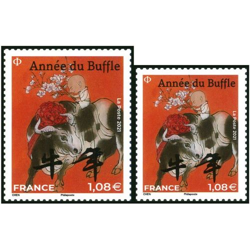 France 2021, Très Beaux Timbres Neufs** Luxe Yvert 5467 5468, Astrologie, Nouvel An Chinois, Année Du Buffle, Grand Et Moyen Format.
