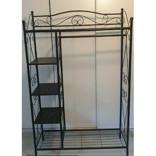 Meuble D'Entrée En Métal Noir, Fer Forgé - Penderie Et Étagères