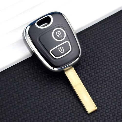 Coque De Protection Pour Clé Télécommande De Voiture,En Tpu,Pour 107 206 207 307,Citroën C1 C2 C3 C4,Toyota Aygo - Type Silver Edge Black