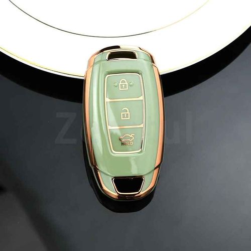 Coque Automatique En Tpu Pour Hyundai Elantra Grandeur Accent Solaris Sonata Palisade Kona Creta I20 I30 Ix35 Ix25,Housse Pour Clé De Voiture - Type 3button Green