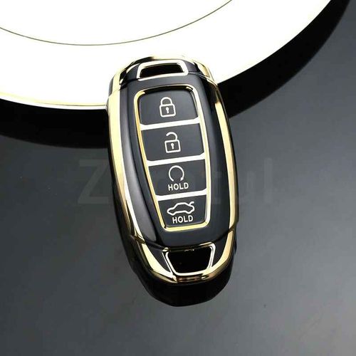 Coque Automatique En Tpu Pour Hyundai Elantra Grandeur Accent Solaris Sonata Palisade Kona Creta I20 I30 Ix35 Ix25,Housse Pour Clé De Voiture - Type 4abutton Black