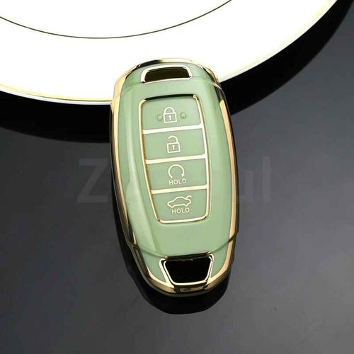 Coque Automatique En Tpu Pour Hyundai Elantra Grandeur Accent Solaris Sonata Palisade Kona Creta I20 I30 Ix35 Ix25,Housse Pour Clé De Voiture - Type 4abutton Green
