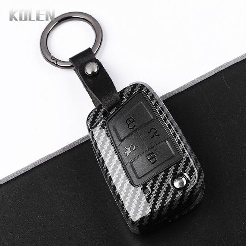Housse De Clé De Voiture En Fiber De Carbone Abs,Pour Vw Volkswagen Golf 7 Mk7 Tiguan Mk2 Pour Ateca Fr 2 - Type 4 Btn Carbon Set 1