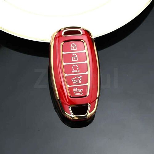 Coque Automatique En Tpu Pour Hyundai Elantra Grandeur Accent Solaris Sonata Palisade Kona Creta I20 I30 Ix35 Ix25,Housse Pour Clé De Voiture - Type 5button Red
