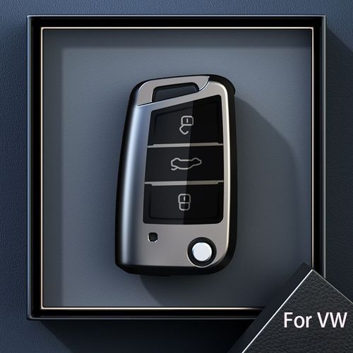 Étui à clés de voiture pliable gris titane,pour Volkswagen VW Polo Golf 7 Passat Tiguan MK2 Beetle Ateca Caddy T5,accessoires - Type B