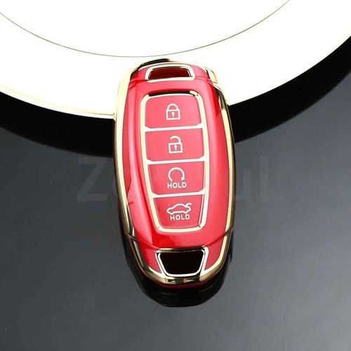 Coque Automatique En Tpu Pour Hyundai Elantra Grandeur Accent Solaris Sonata Palisade Kona Creta I20 I30 Ix35 Ix25,Housse Pour Clé De Voiture - Type 4abutton Red