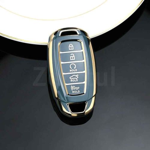 Coque Automatique En Tpu Pour Hyundai Elantra Grandeur Accent Solaris Sonata Palisade Kona Creta I20 I30 Ix35 Ix25,Housse Pour Clé De Voiture - Type 5button Grey