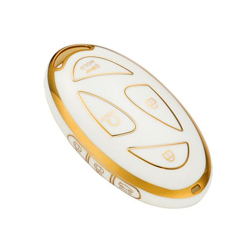 Housse De Clé,Étui De Protection En Tpu Durable,Garniture Dorée,Convient Pour Hyundai 24 Kona N-Line,2024 Elantra Sel,2023 Ioniq 6 - Type Ivory White 7key Tpu