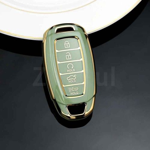 Coque Automatique En Tpu Pour Hyundai Elantra Grandeur Accent Solaris Sonata Palisade Kona Creta I20 I30 Ix35 Ix25,Housse Pour Clé De Voiture - Type 5button Green