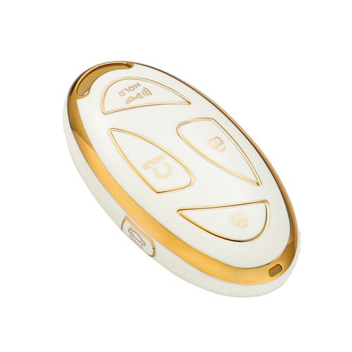 Housse De Clé,Étui De Protection En Tpu Durable,Garniture Dorée,Convient Pour Hyundai 24 Kona N-Line,2024 Elantra Sel,2023 Ioniq 6 - Type Ivory White 5key Tpu