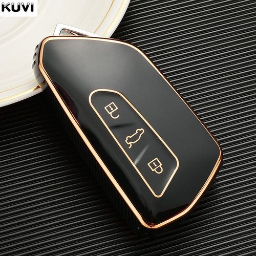Housse De Protection Pour Clé Télécommande De Voiture,En Tpu Souple,Pour Vw Volkswagen Golf 8 Mk8 2020,Octavia,Coque De Protection De Siège,Accessoires Pour Clés - Type Gold Black