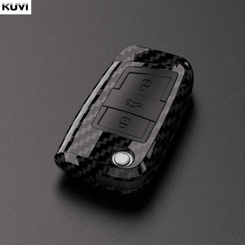 Étui pour clé de voiture en Fiber de carbone ABS,housse pour VW Volkswagen Golf 7 MK7 Tiguan MK2 pour Ateca FR 2 pour Octavia - Type ABS Carbon