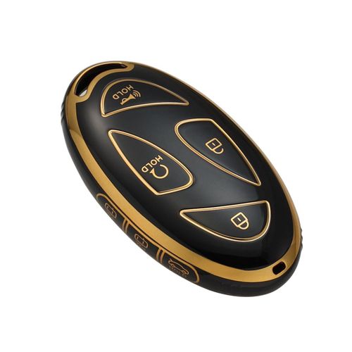 Housse De Clé,Étui De Protection En Tpu Durable,Garniture Dorée,Convient Pour Hyundai 24 Kona N-Line,2024 Elantra Sel,2023 Ioniq 6 - Type Black 7key Tpu