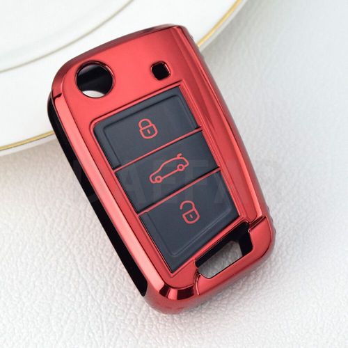 Pour Volkswagen Vw Golf 7 Gti Mk7 R Touran Octavia 3 Superbe Karoq Kodiaq Mk3 Ateca Housse De Clé De Voiture En Tpu - Type Red