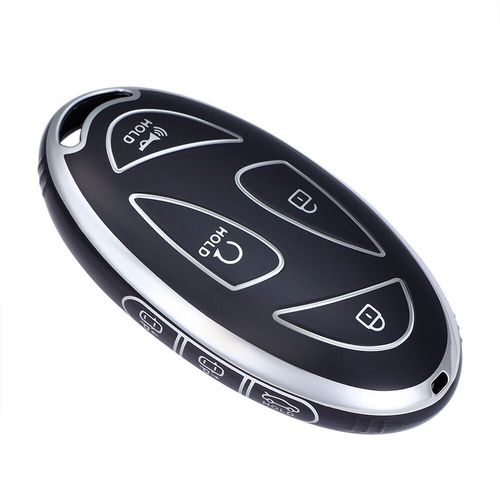 Housse De Clé,Étui De Protection En Tpu Durable,Garniture Dorée,Convient Pour Hyundai 24 Kona N-Line,2024 Elantra Sel,2023 Ioniq 6 - Type Silver Black 7b Tpu