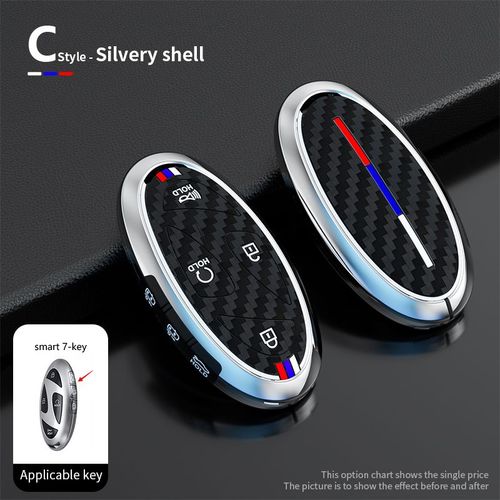 5 7 Boutons En Alliage De Zinc + Silicone Housse De Clé De Voiture Pour Hyundai Kona Ev Grandeur Gn7 Ioniq 6 2023 2024 Coque De Protection De Clé À Distance - Type Silver Shell-7 Bttns #A