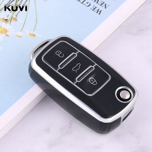 Étui Pour Clé De Voiture En Tpu,2 Ou 3 Boutons,Coque Pour Vw Volkswagen Amarok Polo Golf 4 5 6 Mk4 Bora Jetta Altea Alhambra Passat B5 B6 B7 - Type 3 Button Black