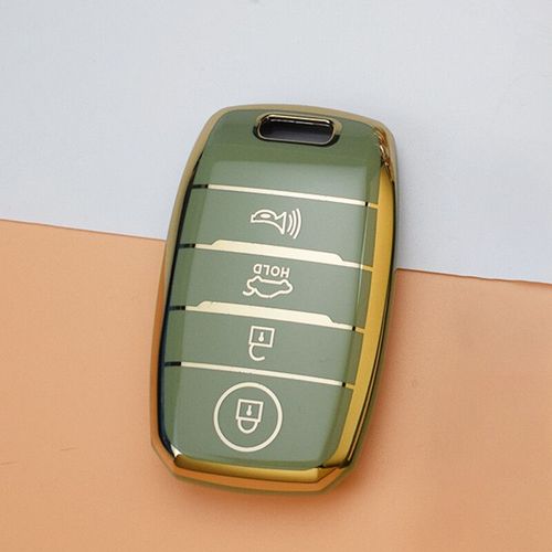 Coque en TPU pour télécommande de voiture,3/4 boutons,pour KIA Rio Rio5 Sportage Ceed Cerato K3 KX3 K4 K5 Sorento Optima Picanto - Type 4button green cover