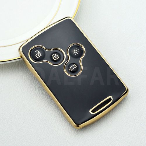 Pour Renault Megane 2 3 Clio Scenic Duster Kaptur Captur Logan Laguna Zoe Koleos Danilo Nema Fluence TPU étui pour clé de voiture coque - Type Gold Black