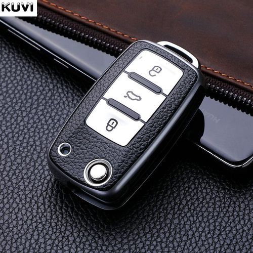 Étui en cuir TPU pour clé de voiture,housse pour Volkswagen VW Polo Golf Passat Tiguan Beetle Caddy T5 Up Eos Octavia Altea - Type Silver