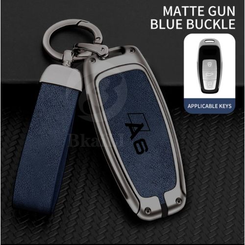 Étui pour clé de voiture en alliage,housse de protection pour télécommande,adapté à Audi A6 S6 RS6 2018 2019 2020 2021,accessoires - Type gun blue #A