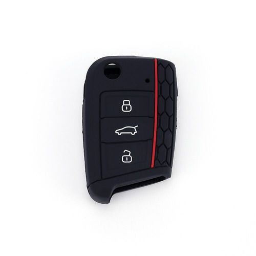 Étui pour clé de voiture housse en Silicone pour VW Golf 7 MK7 3 boutons rabat pliant télécommande porte-clés pour siège pour accessoires de voiture - Type Red line #B