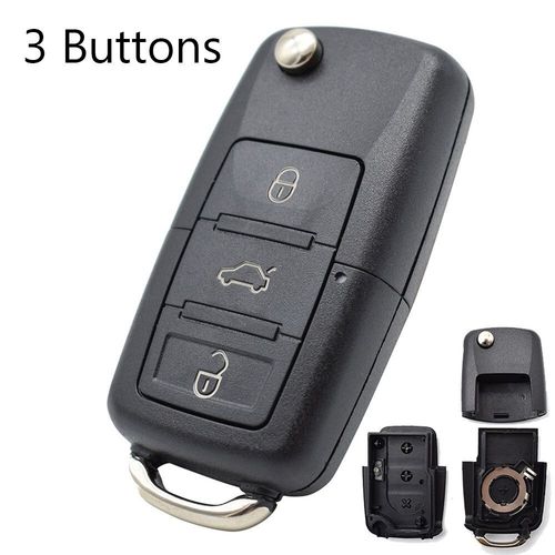 Coque de télécommande de voiture pour VW Golf MK6,coque de porte-clés à 2 ou 3 boutons,VW Golf,MK6 Polo,Bora,Beetle,Tiguan,Passat,Caddy,Jetta,Eos,contraste,rocco,sans lame - Type 3 buttons