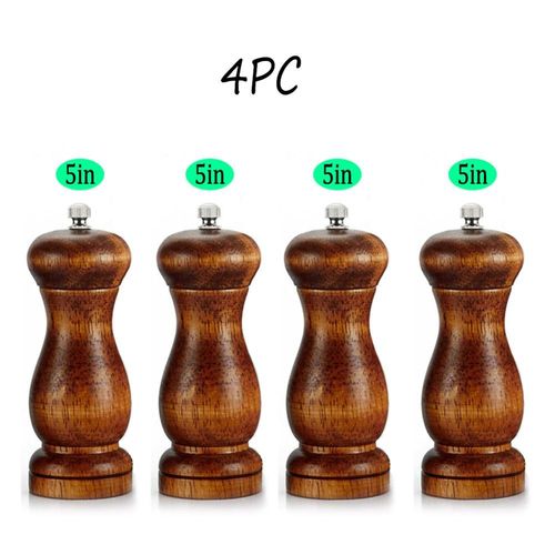 Moulin à Sel et Belle,Shakers en Bois avec Bain,Moulin en Céramique Réglable avec Rotor de Rechange-Accessoires de Cuisine - Type 4PC 5inch