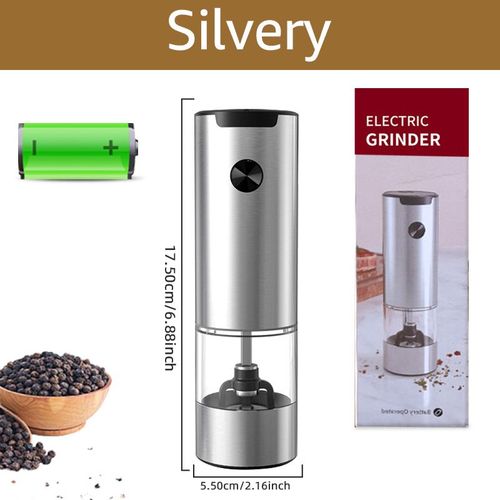Moulin à sel électrique automatique,grossiékréglable,moulin à épices,outil de cuisine,batterie aste,quotidien,62 - Type Silver