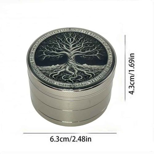 Broyeur d'herbes Boho Tree,4 couches,métal,moulin à épices Belle,mortier,enge brut,tabac,accessoires pour fumeurs,outil de cuisine,50mm,63mm - Type 63mm-Silver