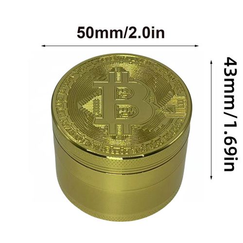 Broyeur d'herbes en métal Bitcoin,4 couches,moulin à épices,mortier,enge,tabac brut,accessoires pour fumeurs,outil de cuisine,2" - Type Bitcoin Grinder