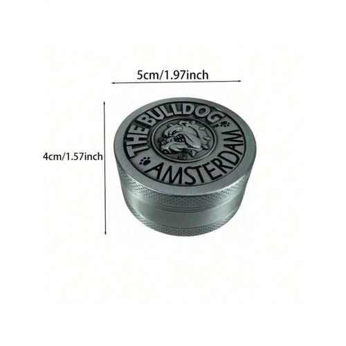 Broyeur d'herbes Bulldog en métal,moulin à épices à 4 couches,broyeur à mortier,tabac brut,accessoires pour fumeurs,outil de cuisine,1.6 po,2 po - Type 50mm-Silver