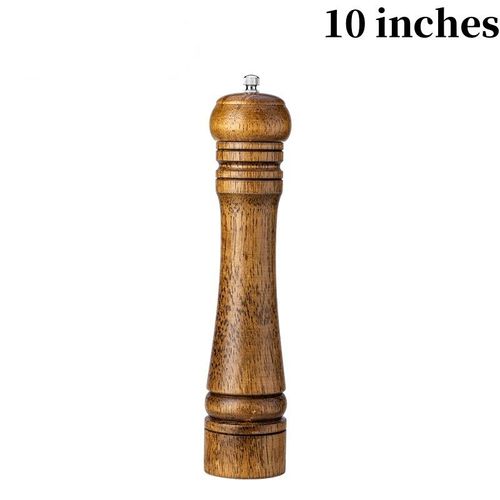 Moulin à Sel et à Épices en Bois Massif avec Bain,Broyeur en Céramique Réglable,Outils de Cuisine,5,8,10 Pouces - Type 10 inches