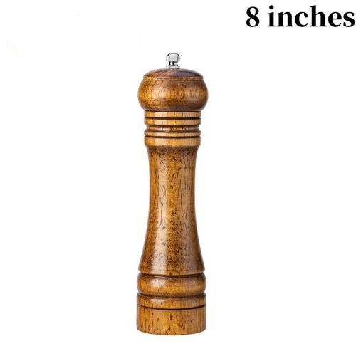 Moulin à Sel et à Épices en Bois Massif avec Bain,Broyeur en Céramique Réglable,Outils de Cuisine,5,8,10 Pouces - Type 8 inches
