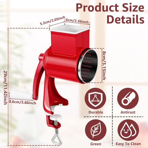 Moulin À Main Mars Avec Pince De Table,Broyeur D'aliments,Manivelle,Café,Blé,Épices,Kg,Accessoire De Cuisine - Type B-Red With 2blades
