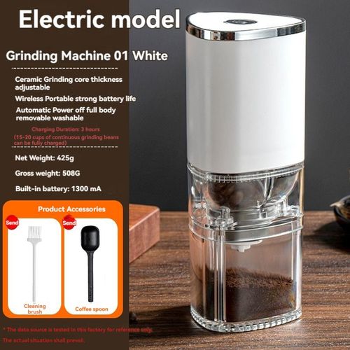 Mini Moulin À Café Électrique Portable Avec,Petit Moulin Automatique,Développement Usb,Maison,Cuisine - Type Ivoire
