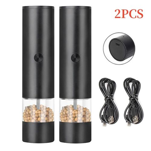 Moulin à sel électrique,aste par USB,pour tous les jours,grossiékréglable,prise confortable,shaker à épices - Type 2Pcs