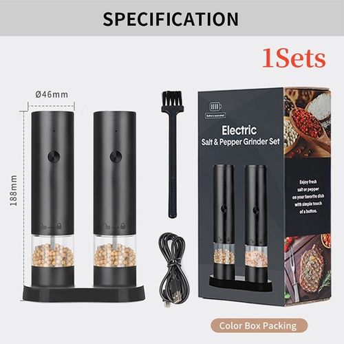 Moulin à sel de mer électrique avec double support,chargeur USB,Belle,base,simple - Type 1Sets