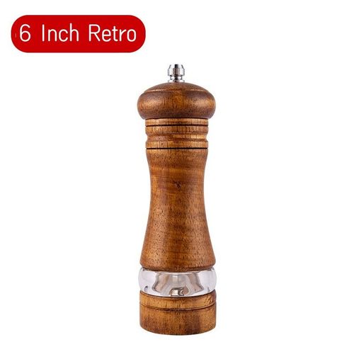 Moulin à Sel en Bois Massif,6 Amans,Manuel,pour Assaisonnement Fraîcheur,Épices,Noyau en Céramique - Type 1Pc Retro