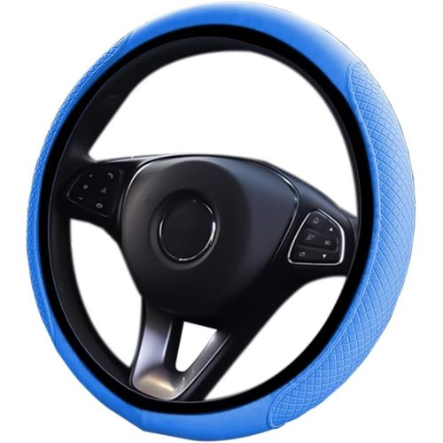 Kal-Couvre Volant Voiture, Elastic, Housse De Volant De Voiture Microfibre Cuir Diam¿¿Tre 38 Cm, Couvre De Volant Voiture Antid¿¿Rapant Respirant Souple, Couvre De Volant Universelle(Bleu)