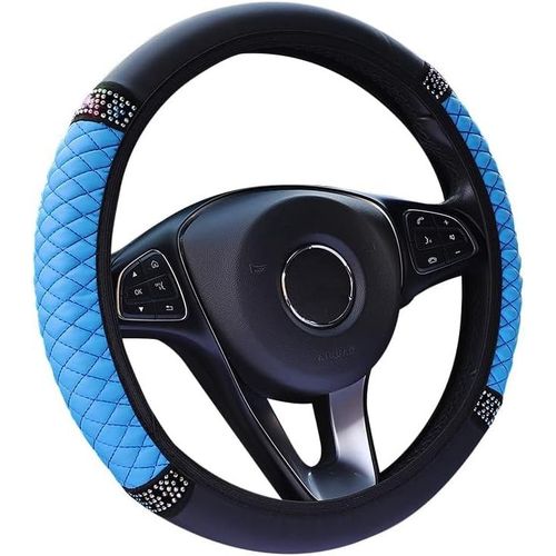 Kal-Couvre Volant Voiture,Couvre Volant,Accessoire Voiture Tuning,Protege Volant Voiture,Housse Volant Voiture,Protection Volant Voiture,Protege Volant,Convient Pour Suv (Bleu)