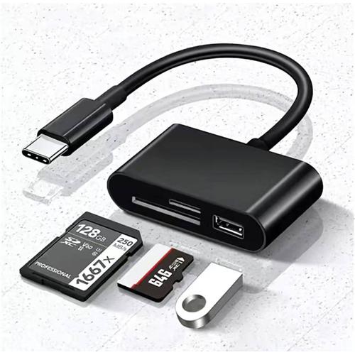 1pack USB C Lecteur De Carte SD Adaptateur Type C Lecteur De Carte Micro SD TF Lecteur De Carte Multifonction 3 En 1 Adaptateur OTG Pour Ordinateur Portable IPad PC MacBook Téléphone Appareil Photo