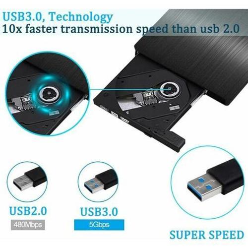 7 Dans 1 USB 3.0 Lecteur CD/DVD Externe 4 Ports USB 3.0 - Temu France