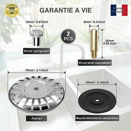 Lot DE 2Filtre evier Cuisine,78 MMBouchon evier Universel en Acier  Inoxydable-bonde evier/lavabo-crepine