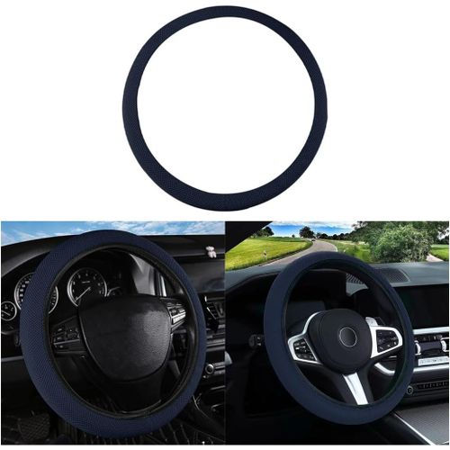 Kal-Antidérapant Couvre Volant Respirant, Housse De Volant En Microfibre Respirante En Soie De Glace, Respirant Élastique Couvre De Universelle, Protège Volant Accessoire(Bleu Foncé)